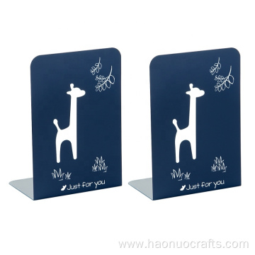 Metal top giraffe book holder cartoon against bookend